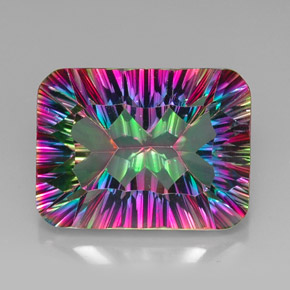Quarzo mistico naturale multicolore da 21,30 ct, taglio smeraldo, VVS
