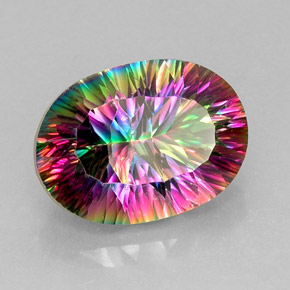 Quarzo mistico naturale multicolore da 13,61 ct, taglio ovale, VVS