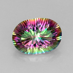 Quarzo mistico naturale multicolore da 12,67 ct, taglio ovale, VVS