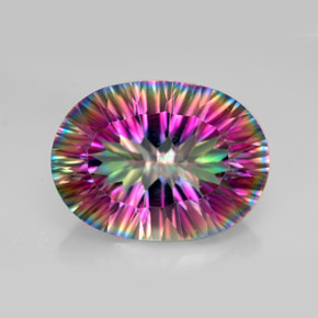 Quarzo mistico naturale multicolore da 11,87 ct, taglio ovale, VVS