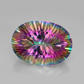 Quarzo mistico naturale multicolore da 12,09 ct, taglio ovale, VVS