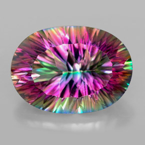 Quarzo mistico naturale multicolore da 13,29 ct, taglio ovale, VVS
