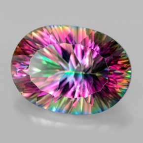 Quarzo mistico naturale multicolore da 13,29 ct, taglio ovale, VVS