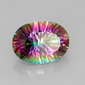 Quarzo mistico naturale multicolore da 13,61 ct, taglio ovale, VVS