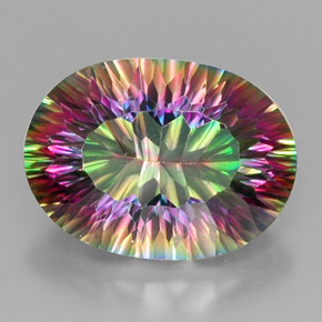 Quarzo mistico naturale multicolore da 12,71 ct, taglio ovale, VVS