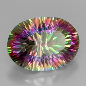 Quarzo mistico naturale multicolore da 12,71 ct, taglio ovale, VVS