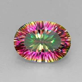 Quarzo mistico naturale multicolore da 11,32 ct, taglio ovale, VVS