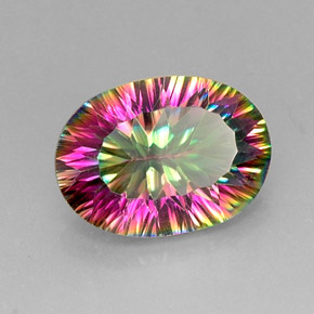 Quarzo mistico naturale multicolore da 11,32 ct, taglio ovale, VVS