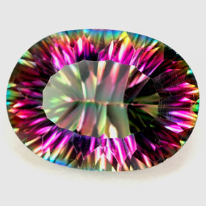 Quarzo mistico naturale multicolore da 12,22 ct, taglio ovale, VVS