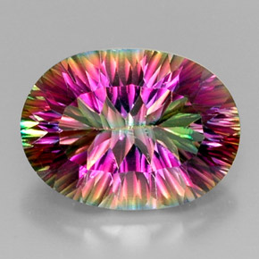 Quarzo mistico naturale multicolore da 12,17 ct, taglio ovale, VVS