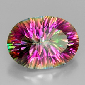 Quarzo mistico naturale multicolore da 12,17 ct, taglio ovale, VVS