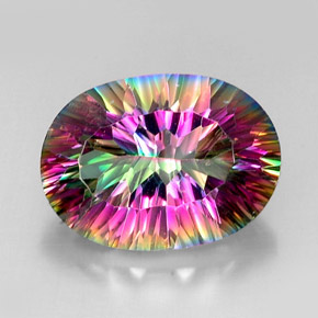 Quarzo mistico naturale multicolore da 12,54 ct, taglio ovale, VVS