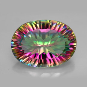 Quarzo mistico naturale multicolore da 11,34 ct, taglio ovale, VVS