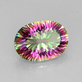 Quarzo mistico naturale multicolore da 11,45 ct, taglio ovale, VVS