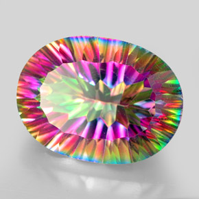 Quarzo mistico naturale multicolore da 13,00 ct, taglio ovale, VVS