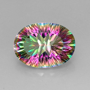 Quarzo mistico naturale multicolore da 12,60 ct, taglio ovale, VVS