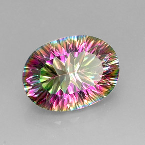 Quarzo mistico naturale multicolore da 12,60 ct, taglio ovale, VVS