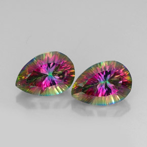 Gemme di Quarzo mistico Arcobaleno superiore naturale da  ct, Forma a pera, VVS