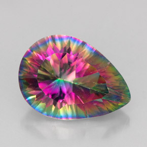 Quarzo mistico naturale multicolore da 5,18 ct, taglio a pera, VVS-VS