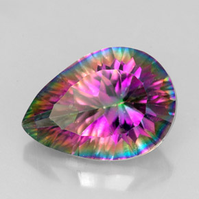 Quarzo mistico naturale multicolore da 5,18 ct, taglio a pera, VVS-VS