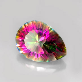 Quarzo mistico Arcobaleno superiore naturale da 4.93 ct, Forma a pera, VVS-VS
