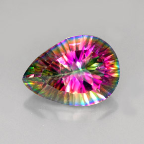 Quarzo mistico naturale multicolore da 4,86 ct, taglio a pera, VVS-VS