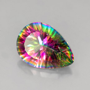 Quarzo mistico naturale multicolore da 4,86 ct, taglio a pera, VVS-VS
