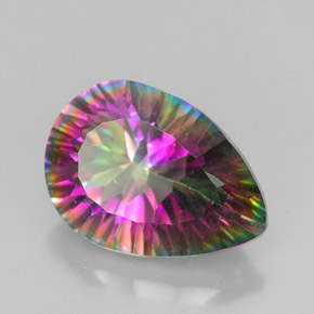 Quarzo mistico Arcobaleno superiore naturale da 4.75 ct, Forma a pera, VVS-VS