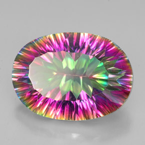 Quarzo mistico naturale multicolore da 11,57 ct, taglio ovale, VVS-VS