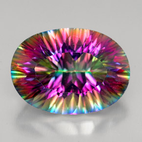 Quarzo mistico naturale multicolore da 11,90 ct, taglio ovale, VVS-VS