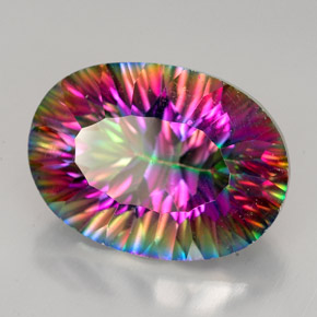 Quarzo mistico naturale multicolore da 11,90 ct, taglio ovale, VVS-VS