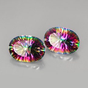 Gemme di Quarzo mistico Arcobaleno superiore naturale da  ct, Taglio ovale, VVS-VS
