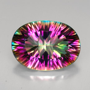 Quarzo mistico naturale arcobaleno premium da 11,41 ct, taglio ovale, VVS