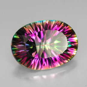 Quarzo mistico naturale arcobaleno premium da 11,41 ct, taglio ovale, VVS