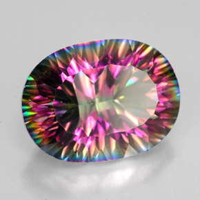 Quarzo mistico naturale multicolore da 9,29 ct, taglio ovale, VVS-VS
