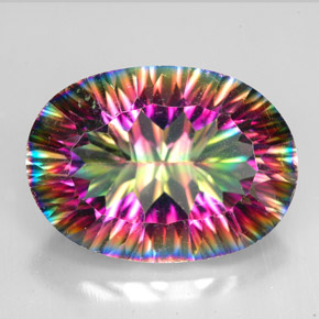 Quarzo mistico naturale multicolore da 10,60 ct, taglio ovale, VVS-VS
