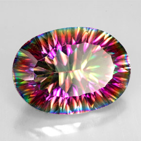 Quarzo mistico naturale multicolore da 10,60 ct, taglio ovale, VVS-VS