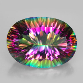 Quarzo mistico naturale multicolore da 12,45 ct, taglio ovale, VVS-VS