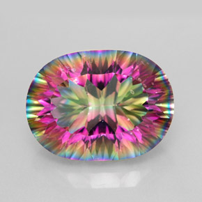 Quarzo mistico naturale multicolore da 9,34 ct, taglio ovale, VVS-VS