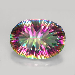 Quarzo mistico arcobaleno premium naturale da 10,79 ct, taglio ovale, VVS-VS