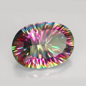 Quarzo mistico arcobaleno premium naturale da 10,79 ct, taglio ovale, VVS-VS