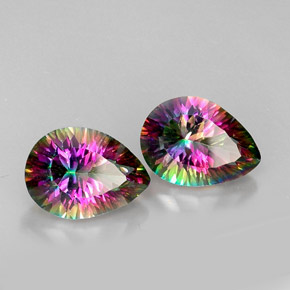 Quarzo mistico naturale multicolore da  ct, taglio a pera, VVS