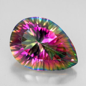 Quarzo mistico arcobaleno premium naturale da 5,05 ct, taglio a pera, VVS