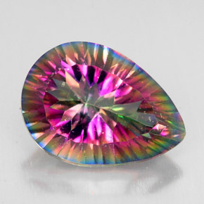 Quarzo mistico naturale multicolore da 4,89 ct, taglio a pera, VVS-VS