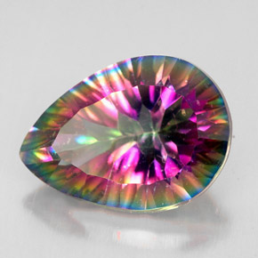 Quarzo mistico naturale multicolore da 4,89 ct, taglio a pera, VVS-VS