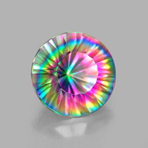 Quarzo mistico naturale multicolore da 2,25 ct, taglio rotondo, VVS-VS