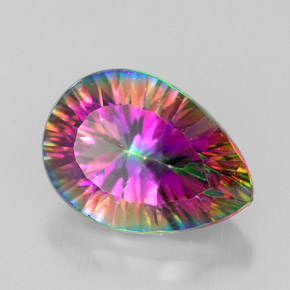 Quarzo mistico Arcobaleno superiore naturale da 4.85 ct, Forma a pera, VVS-VS