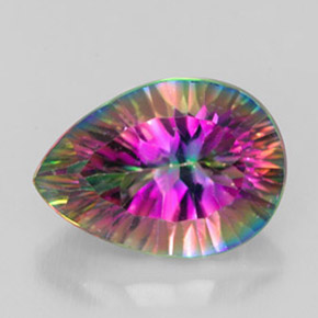 Quarzo mistico Arcobaleno superiore naturale da 4.85 ct, Forma a pera, VVS-VS
