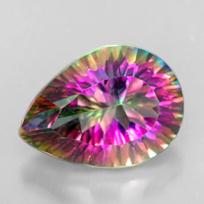 Quarzo mistico naturale multicolore da 5,40 ct, taglio a pera, VVS-VS