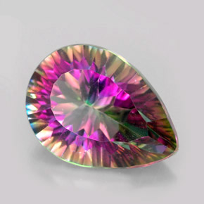 Quarzo mistico naturale multicolore da 5,40 ct, taglio a pera, VVS-VS